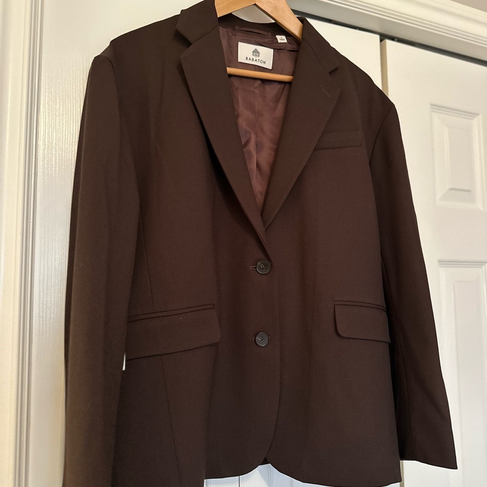 Babaton Brown Classic Blazer with Notched Lapels